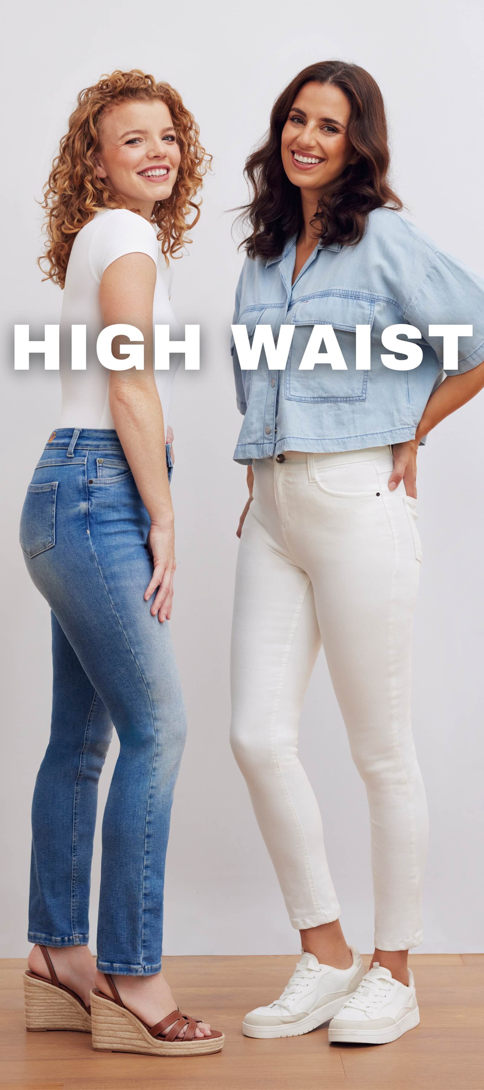 wonderjeans high waist, Damenjeans mit hohem Bund und figurbetonter Passform