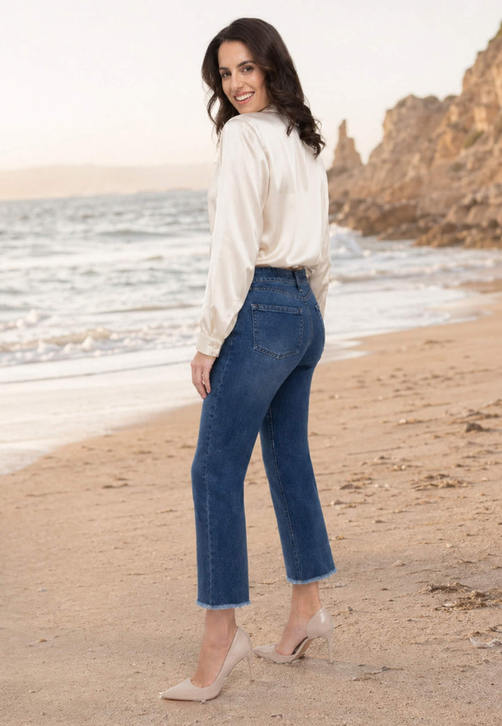 wonderjeans Ankle Wide Blue Darker Wash