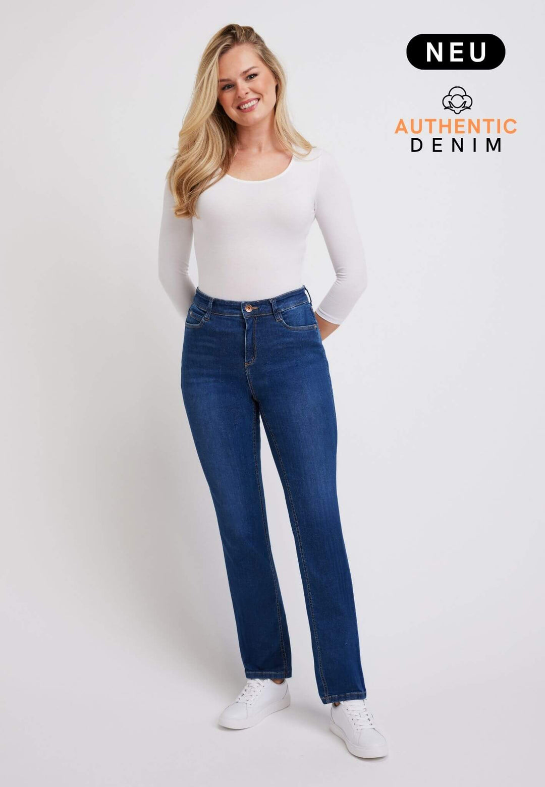 wonderjeans High-Waist Straight Authentic Denim Blue