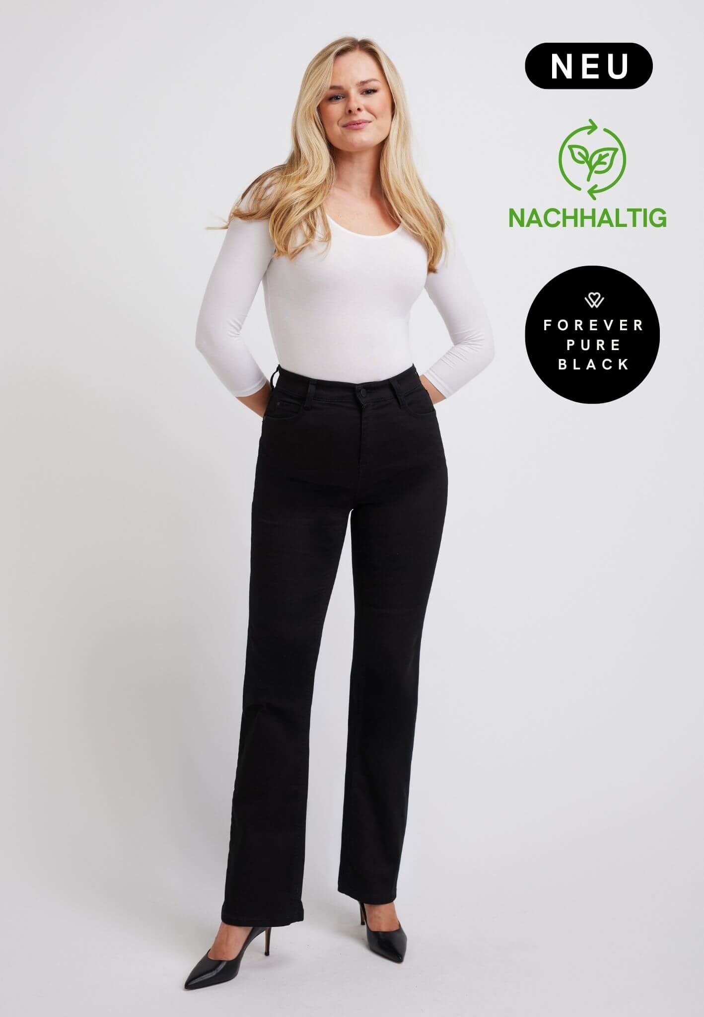 wonderjeans High-Waisted Bootcut Forever Pure Black