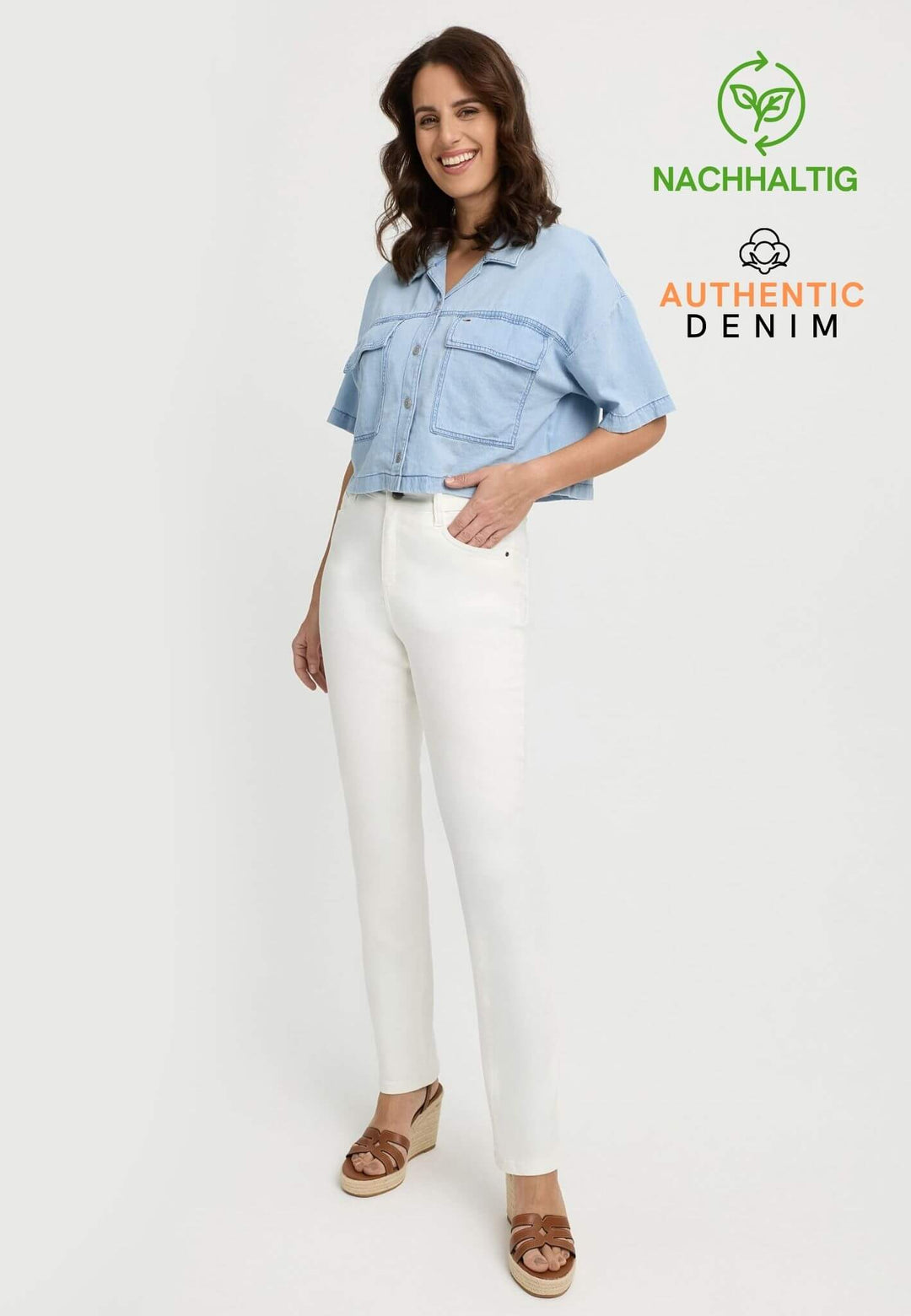 wonderjeans High Waist Straight Authentic White