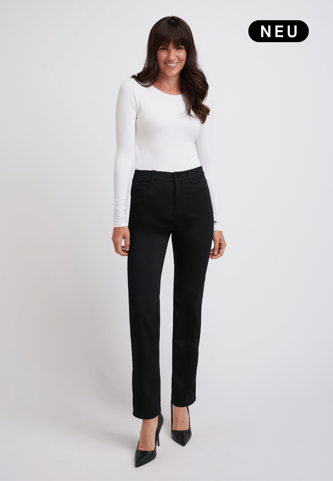 wonderjeans High-Waisted Straight Black Techno